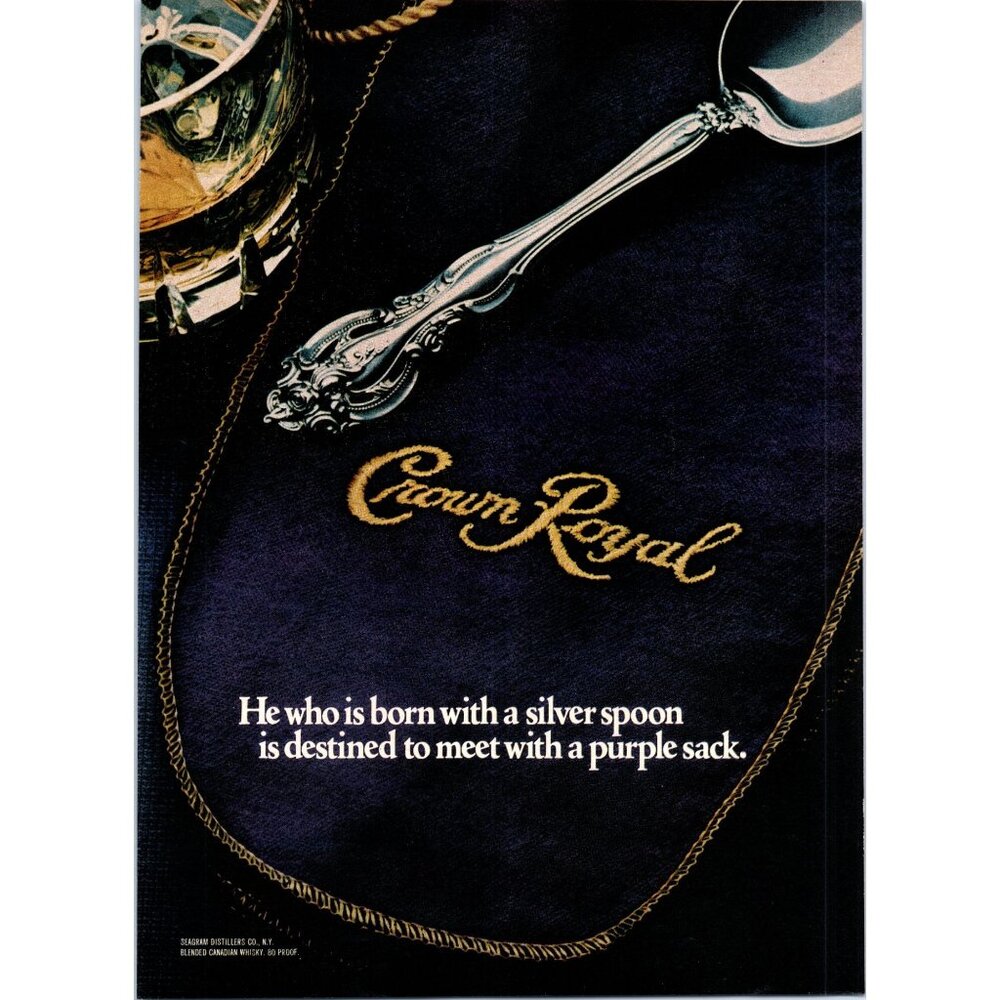 1981 Crown Royal Canadian Whisky Silver Spoon Vintage Print Ad Whiskey Wall Art